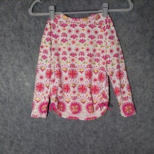 Hatley Girls Rash Guard Size 5 Pink Floral Boho Gold Foil Sun Protection Shirt
